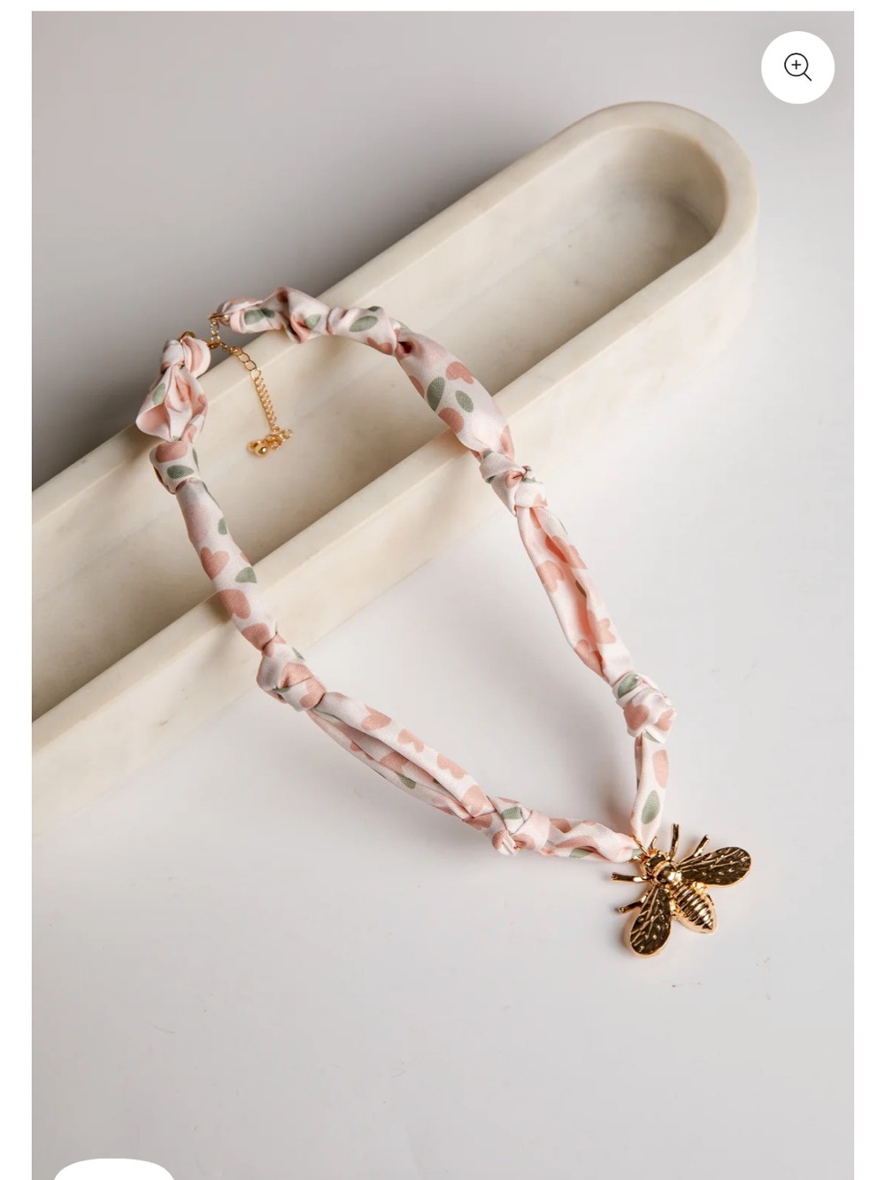 Bandana charm necklace with gold bee
